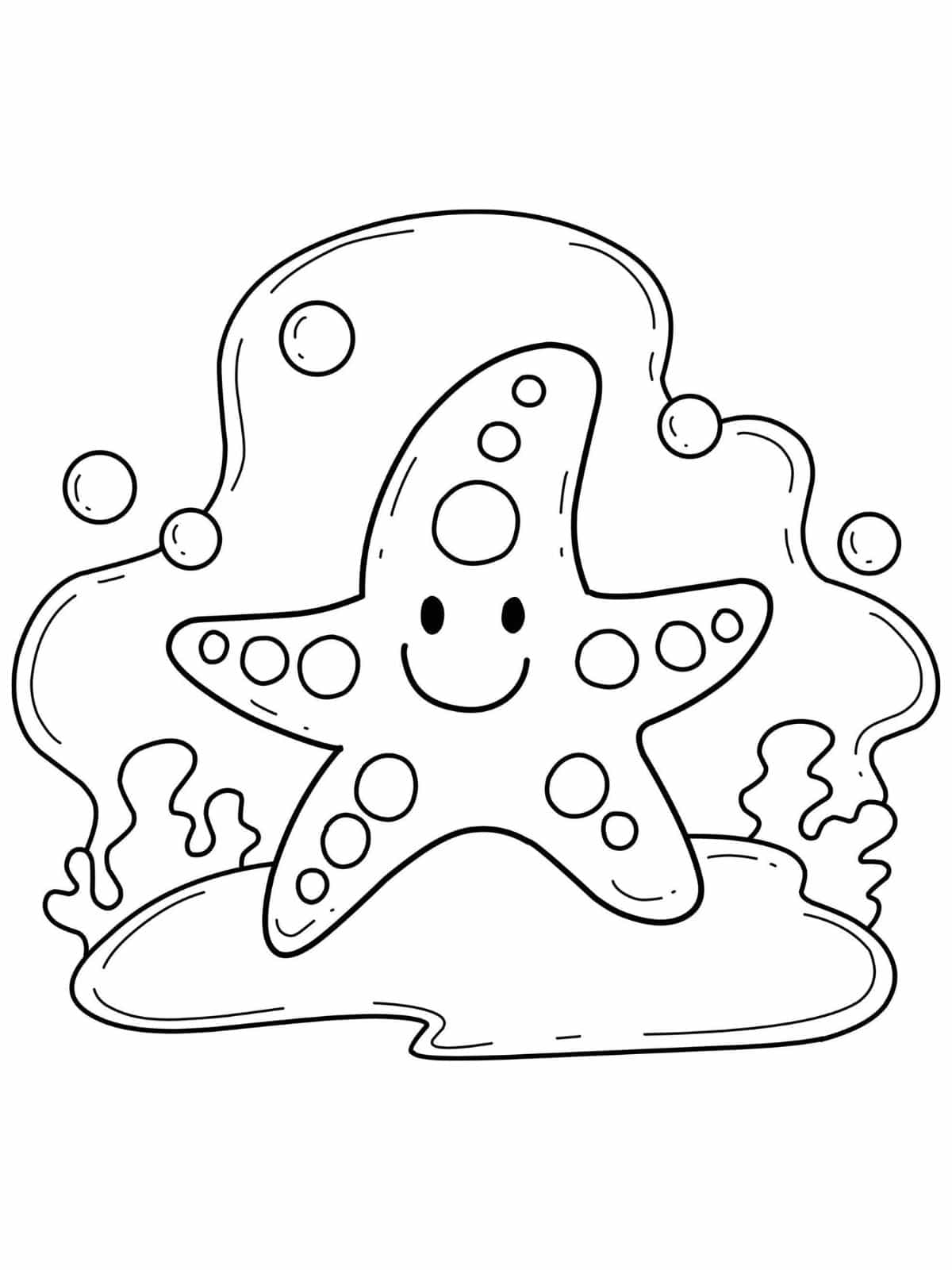 Starfish In Tide Pool Coloring Page