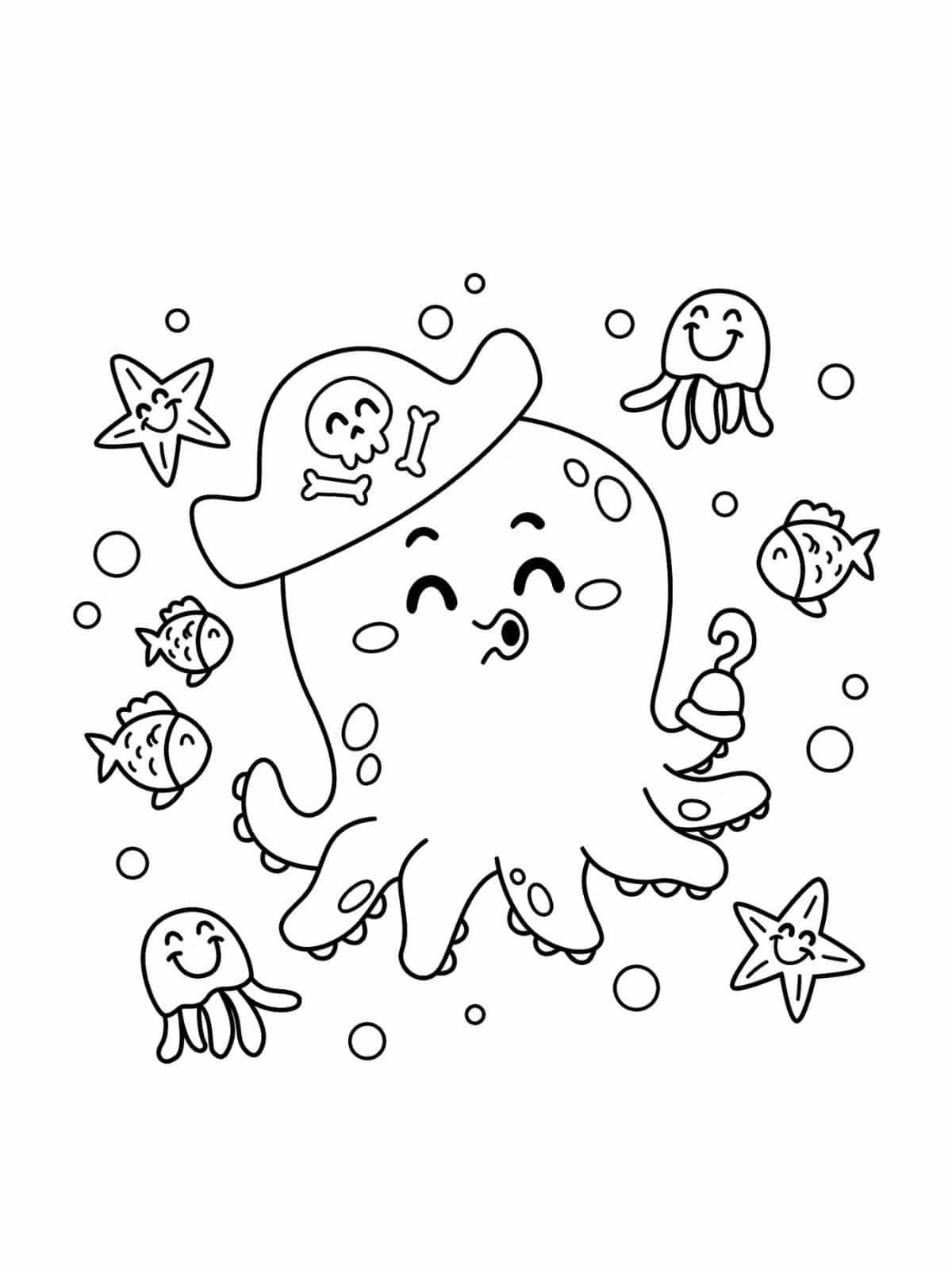 Starfish Under Water Coloring Page