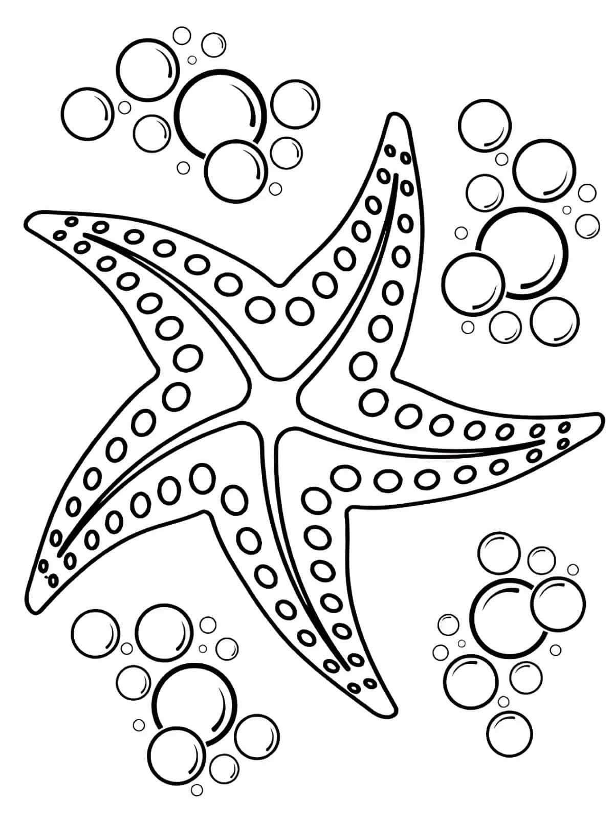 Starfish With Bubble Coloring Page