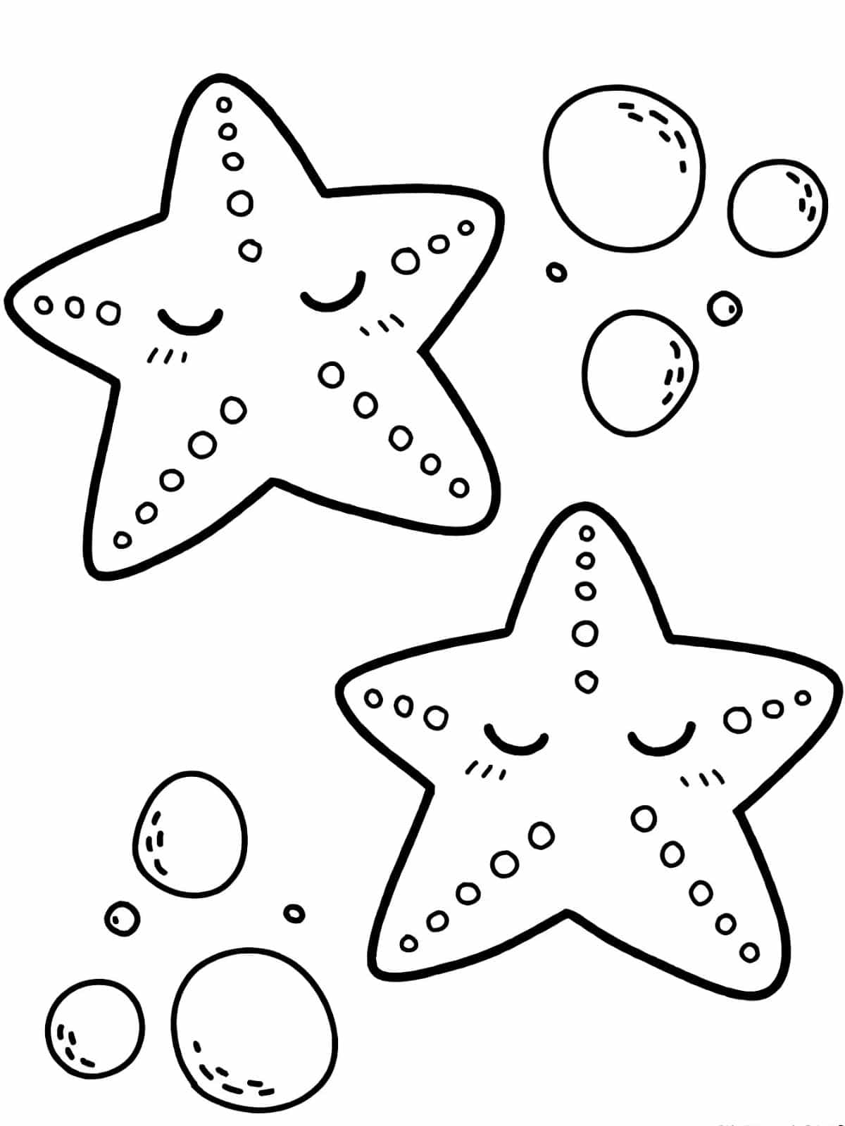 Starfish With Bubble Coloring Pages