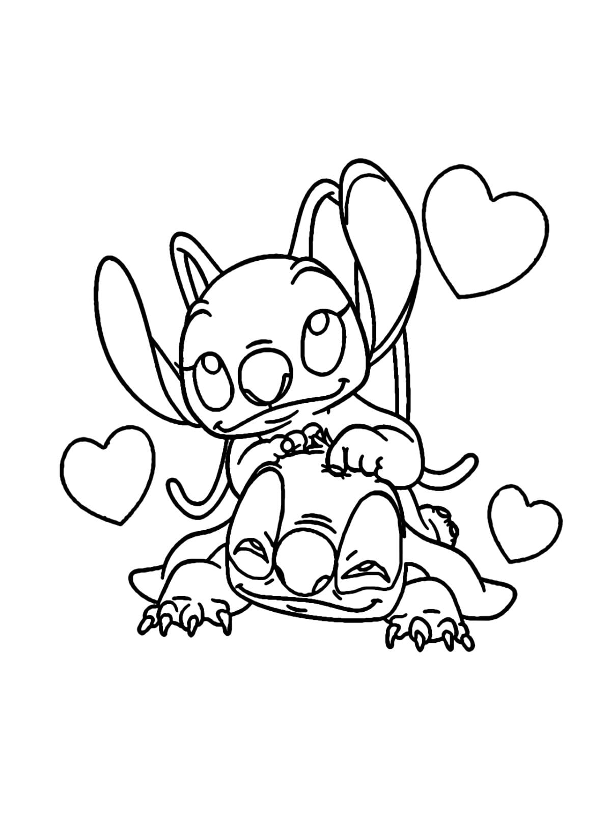 Stitch And Angel Coloring Pages For Kids