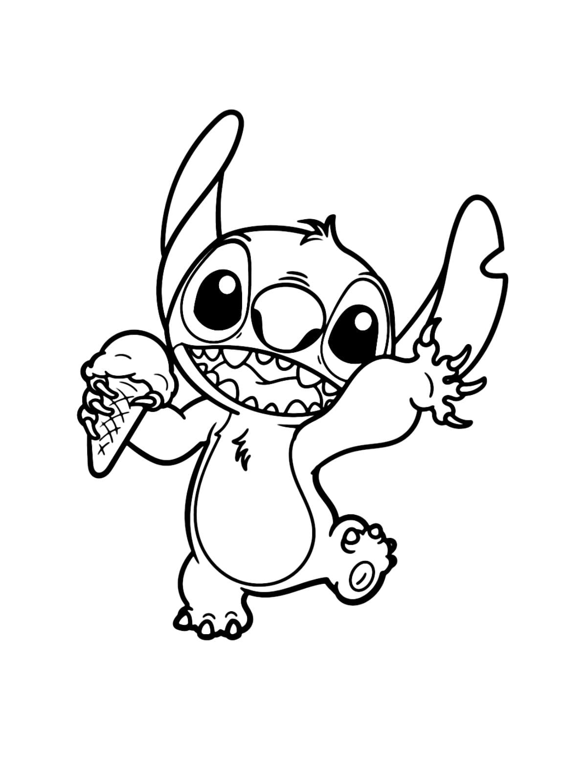 Stitch Eat Ice Cream Coloring Pages