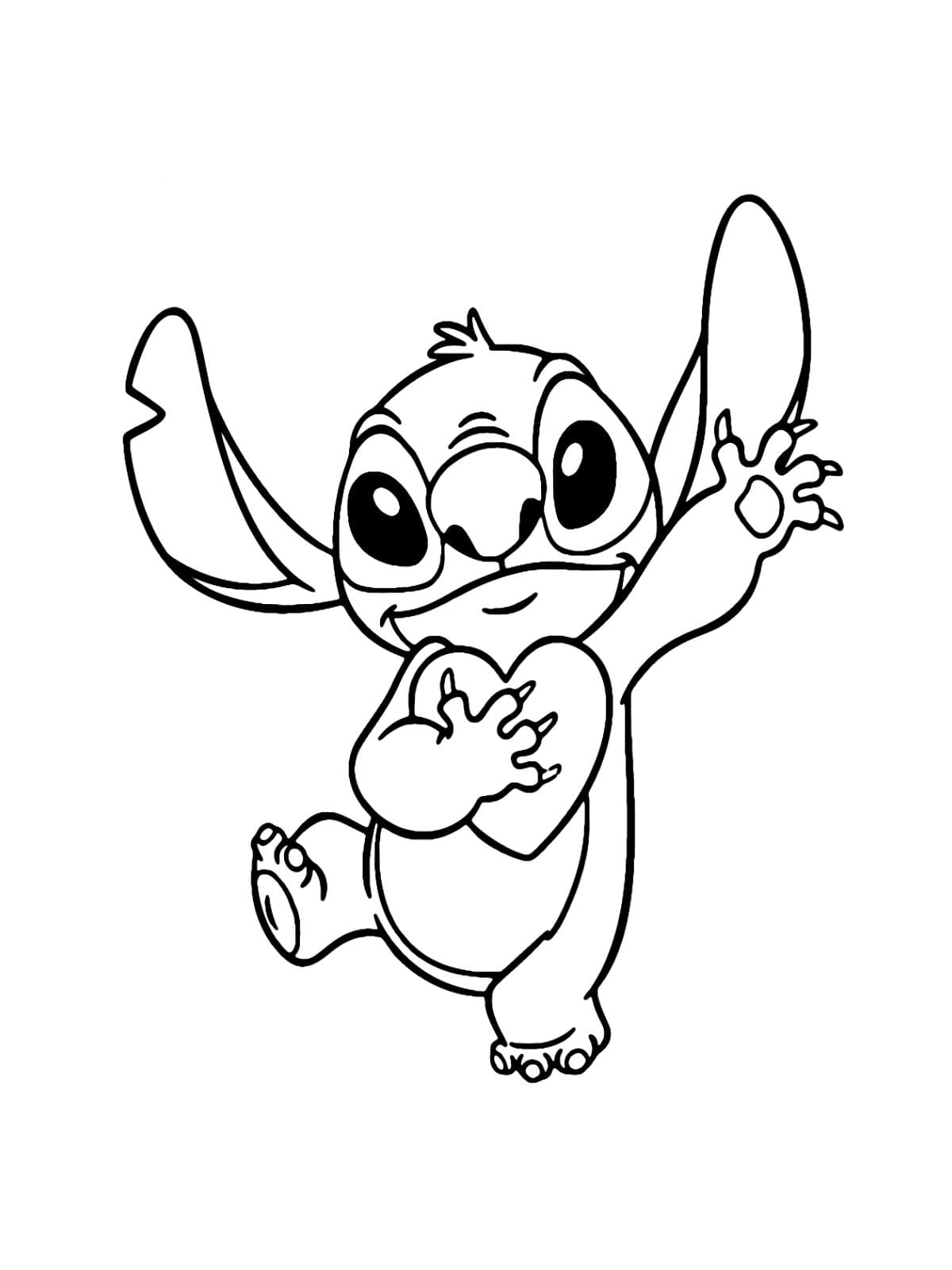 Stitch Hug Heart Coloring Pages