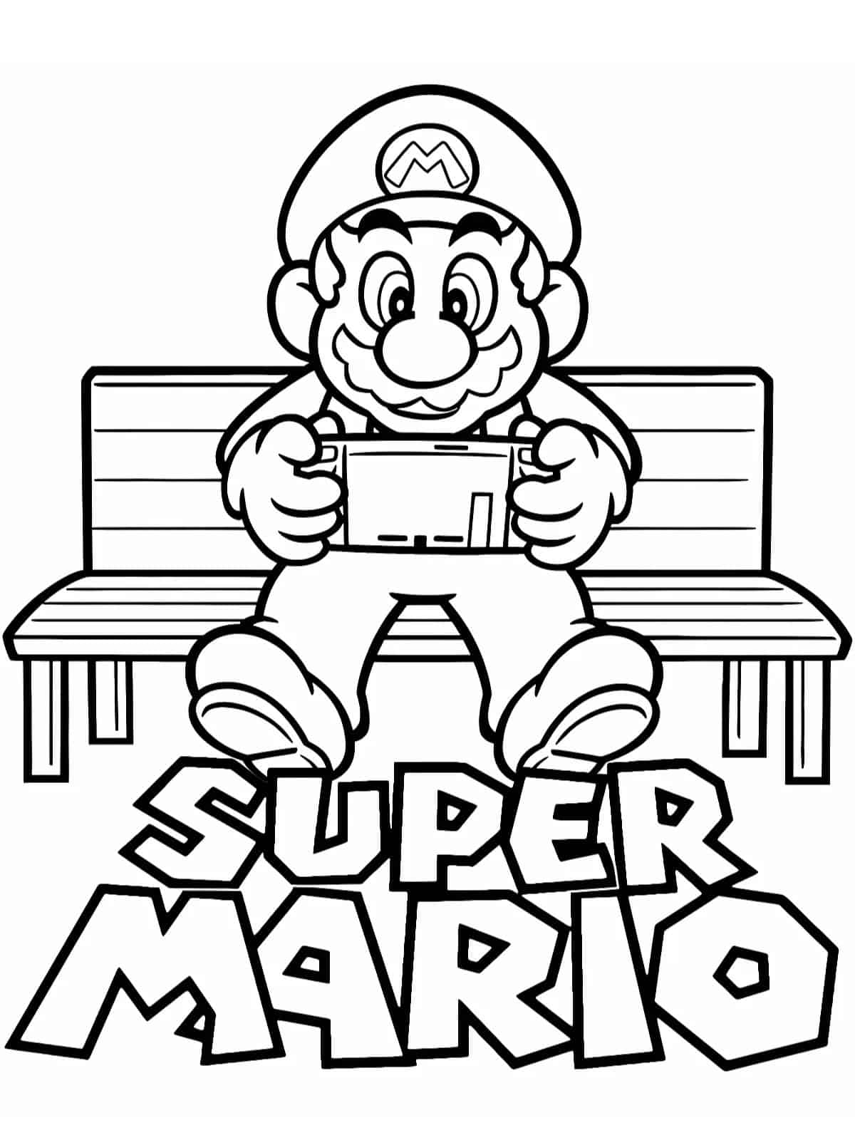 Super Mario Bench Coloring Pages