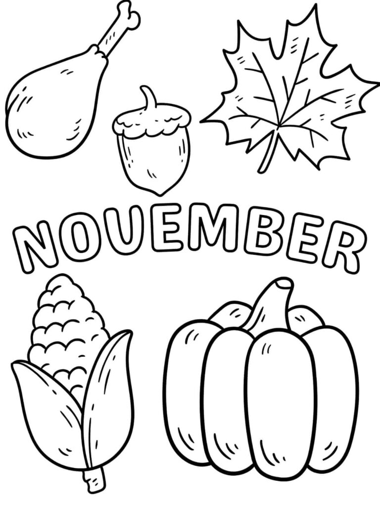 Beautiful 20+ November Coloring Pages for Kids 🍂 🦃
