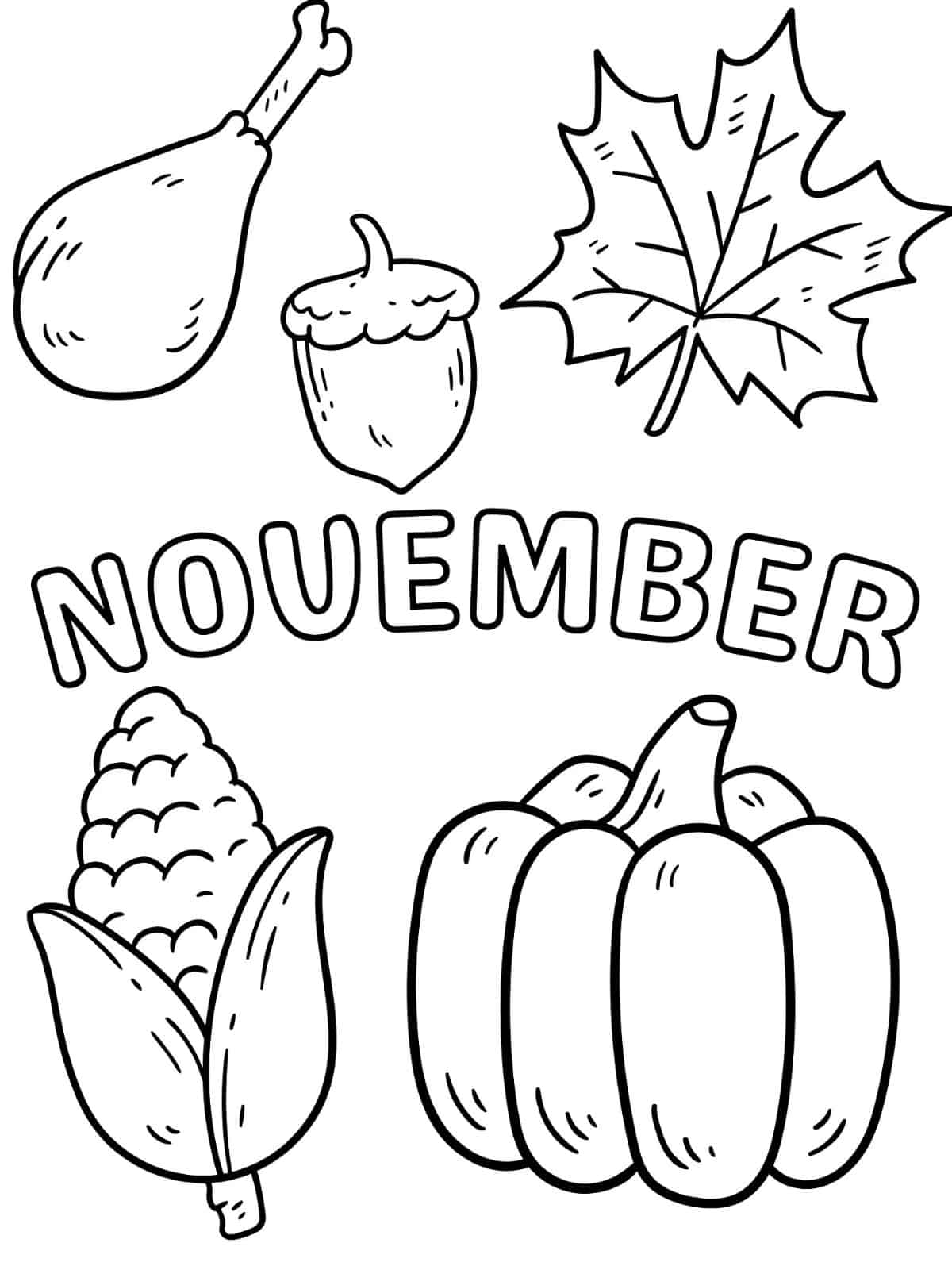 Thanksgiving Day November Coloring Pages