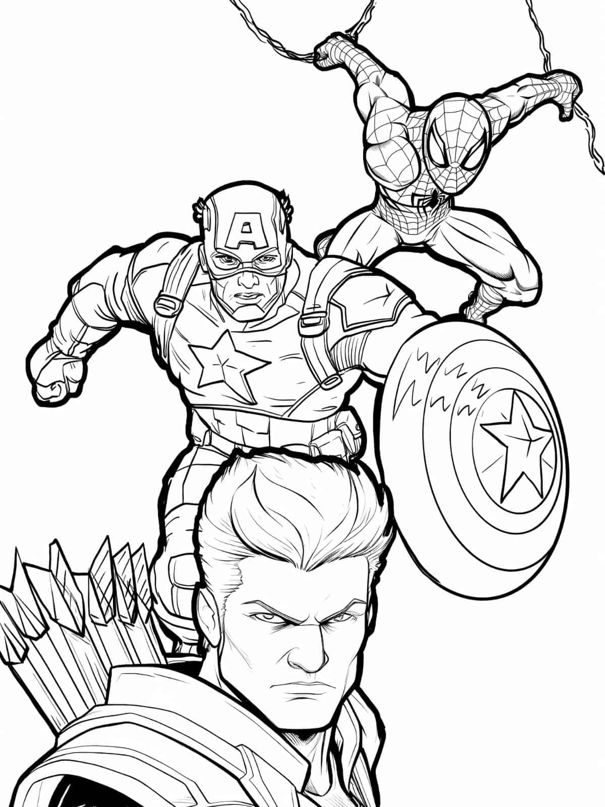 The Avengers Spiderman With Captain Coloring Pages