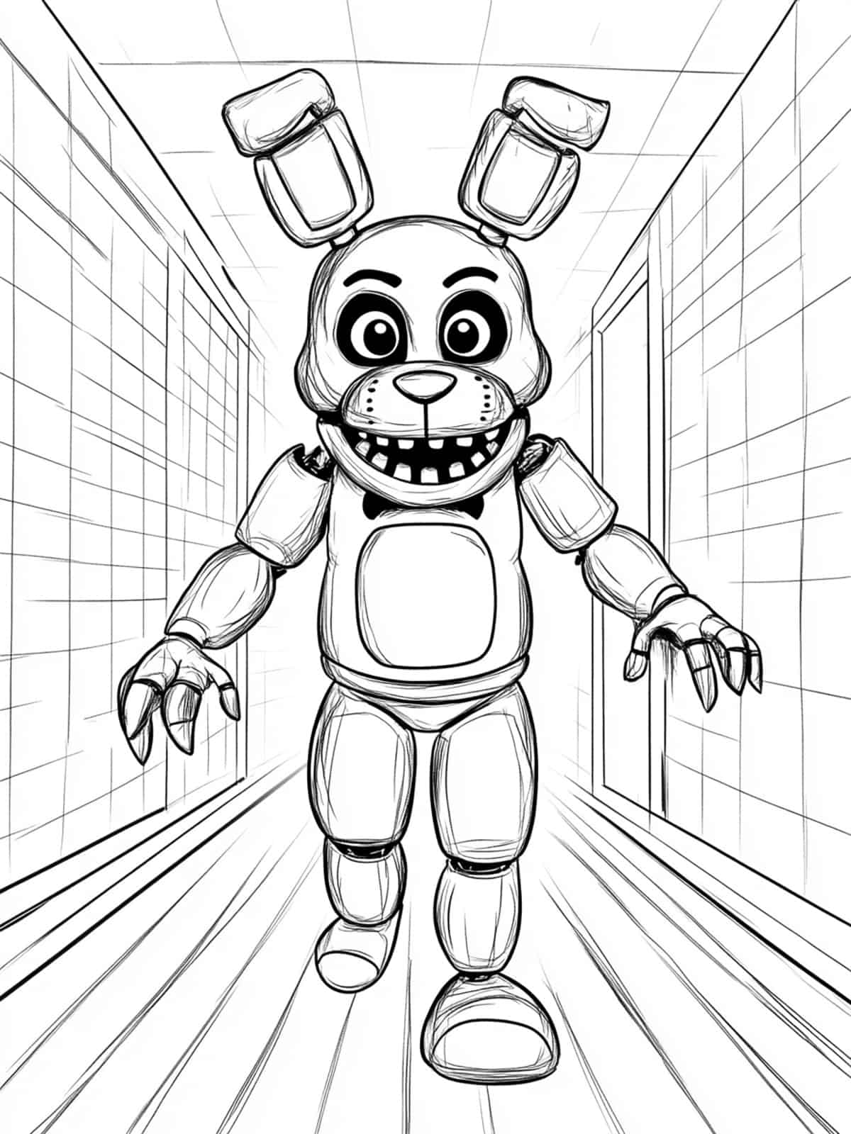 The Hallway Chase Five Nights At Freddys Coloring Pages