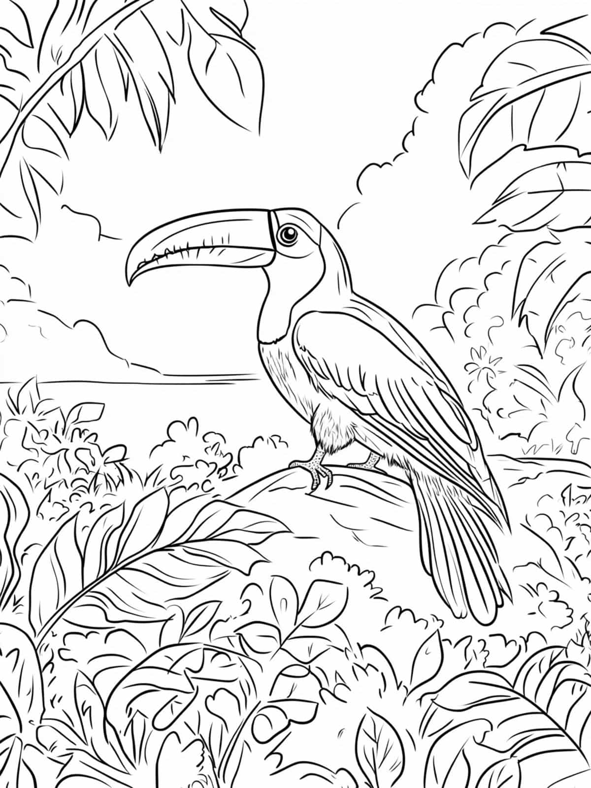 Toucan On An Island Coloring Page