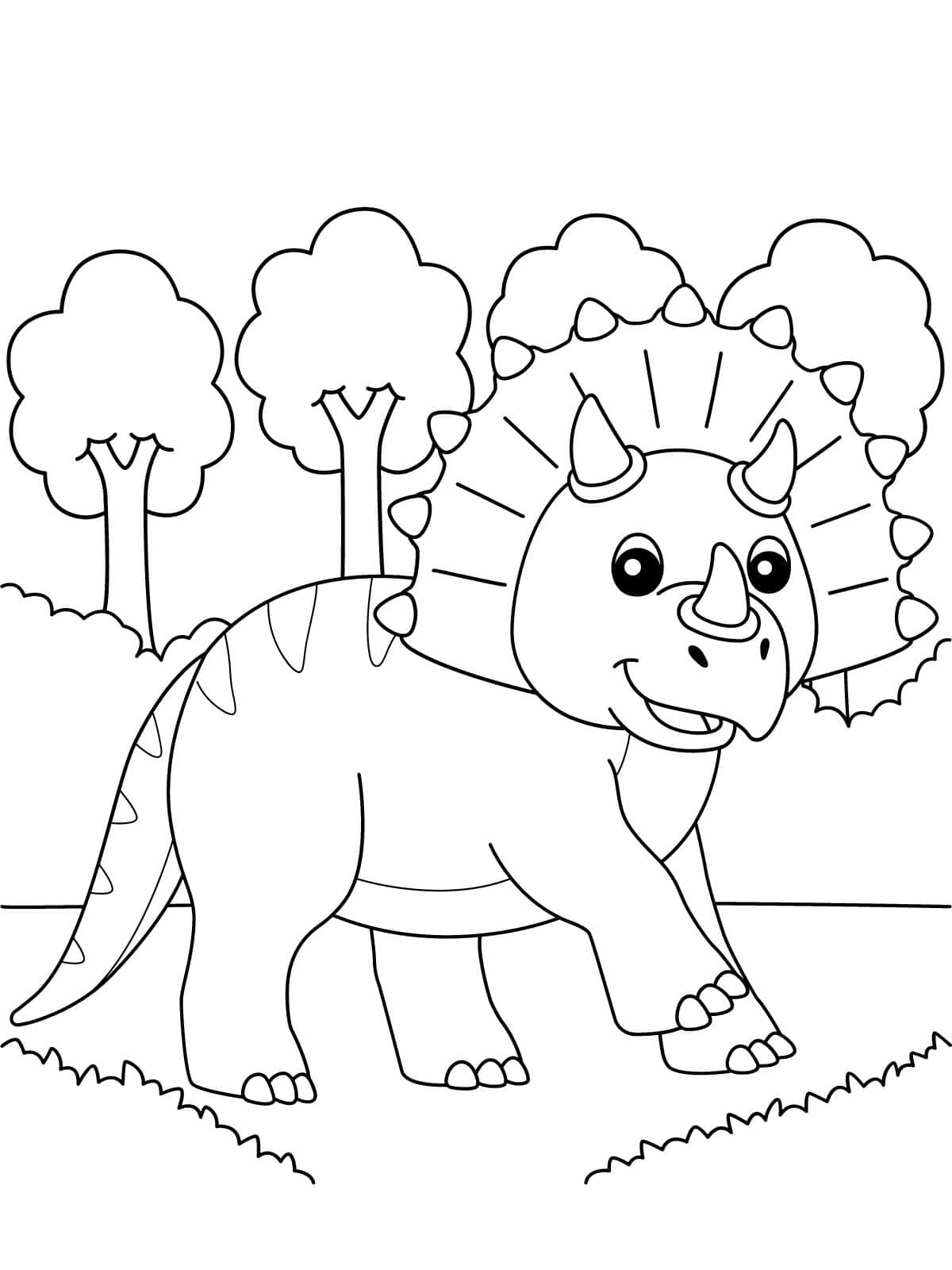 Triceratops Dinosaur Coloring Sheets For Kids