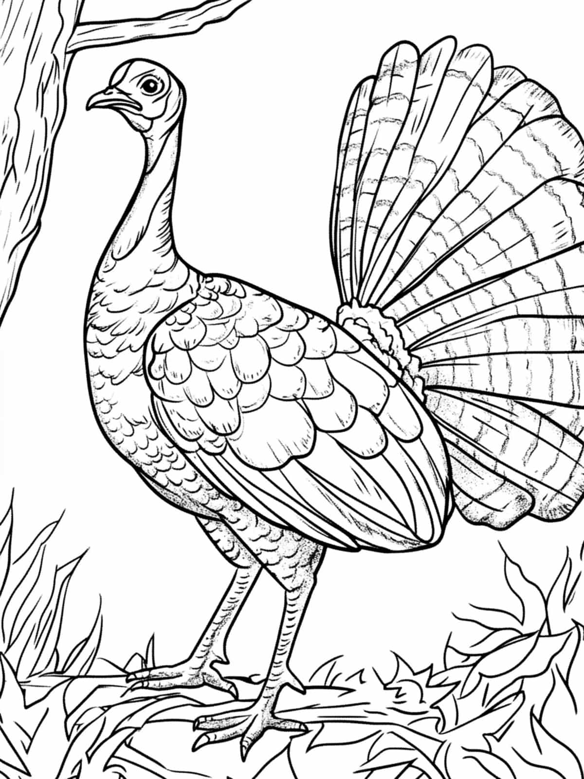 Turkey Family Gathering Coloring Page