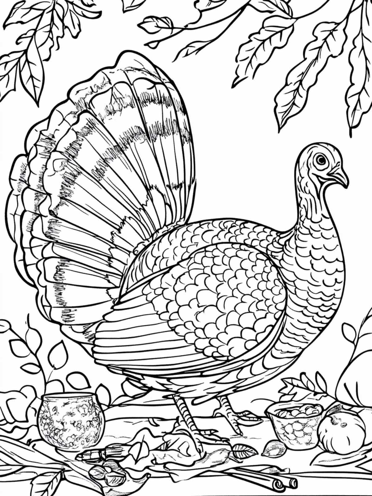 Turkey Family Gathering Coloring Pages