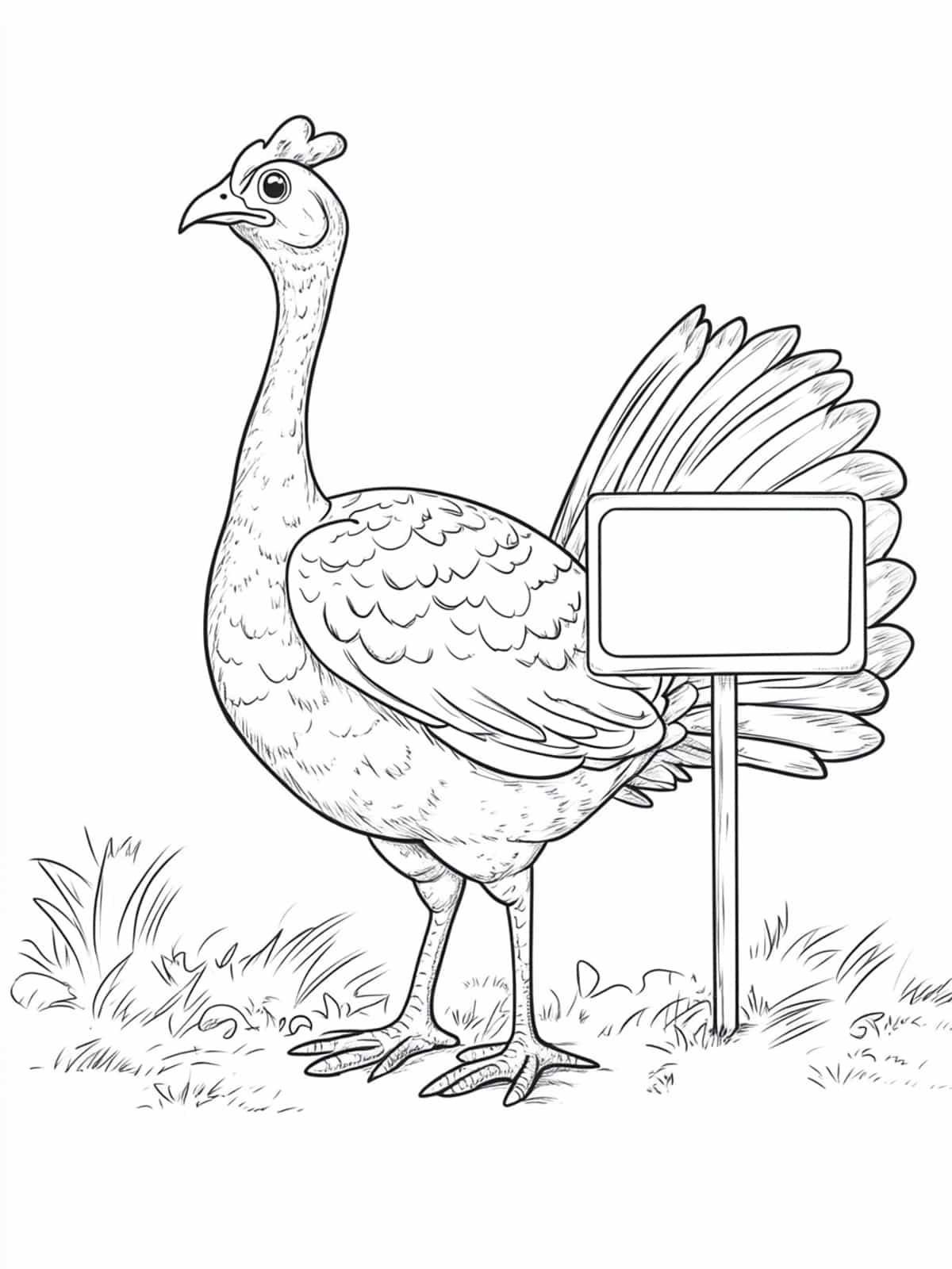 Turkey Holding A Sign Coloring Pages