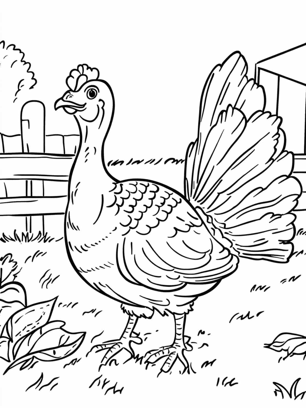 Turkey In The Barnyard Coloring Pages