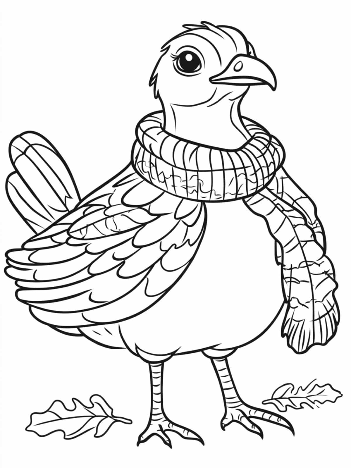 Turkey Wearing A Scarf Coloring Pages