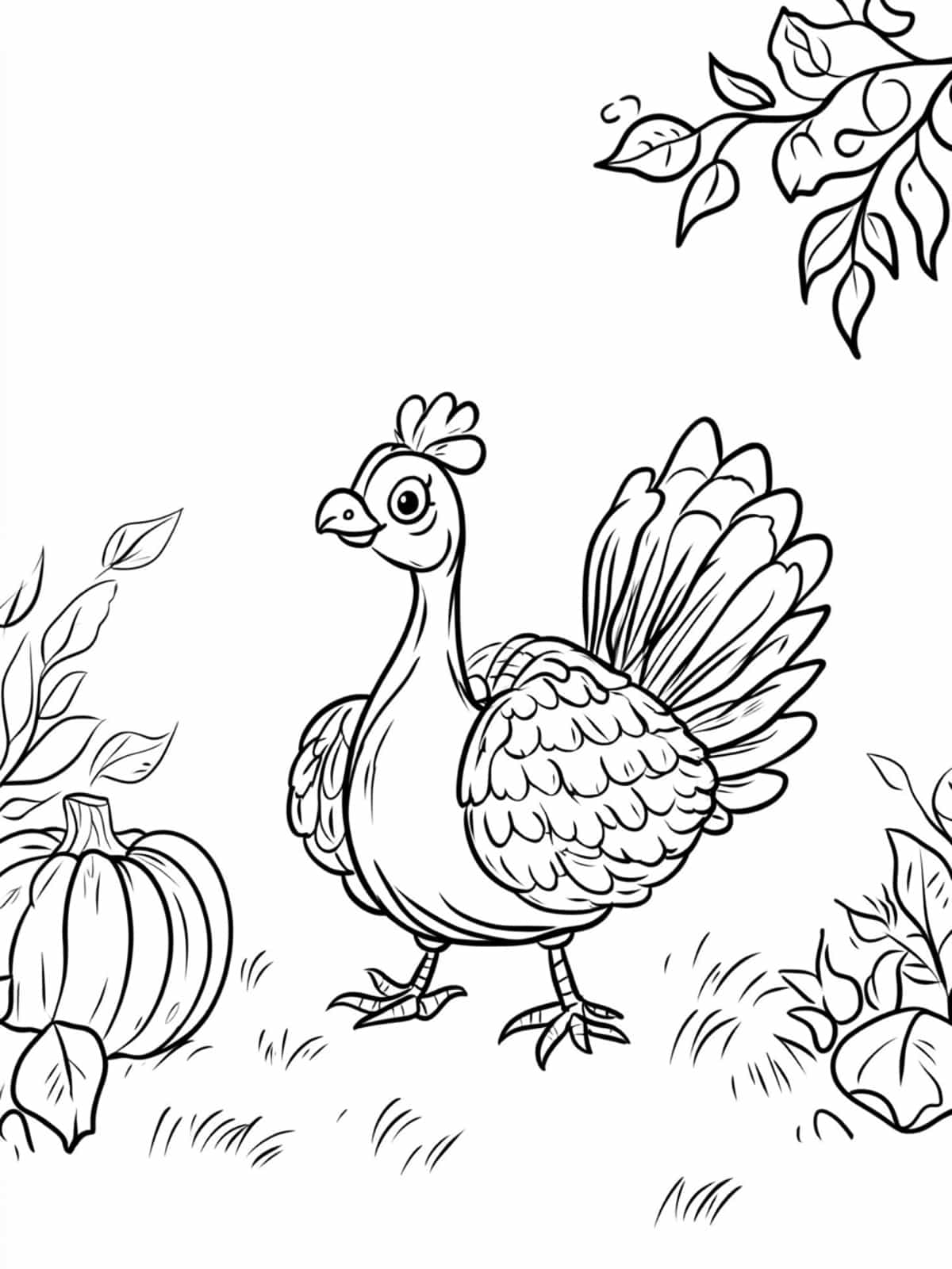 Turkey With A Pumpkin Coloring Pages