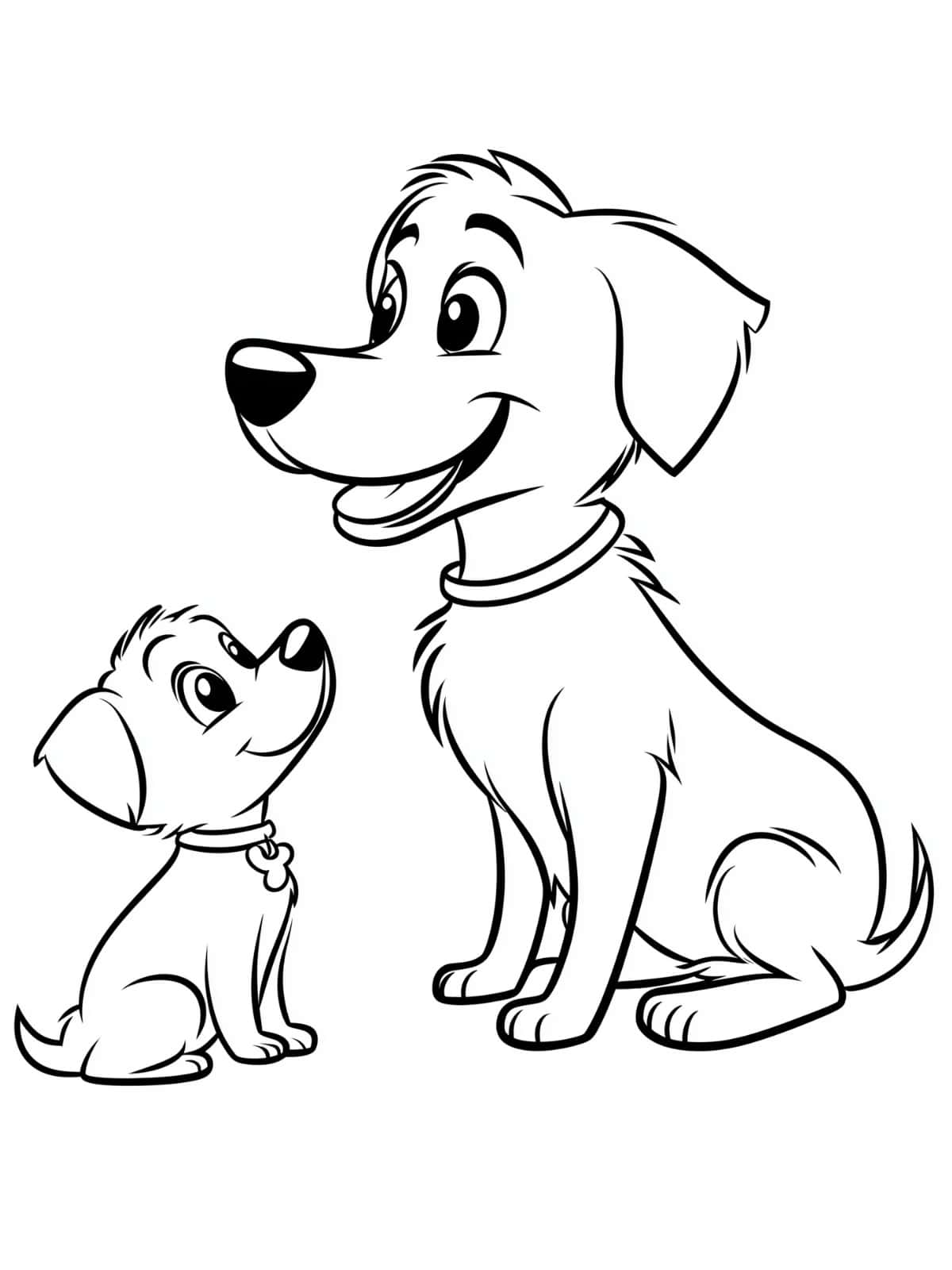 Two Dog Coloring Sheet For Kids