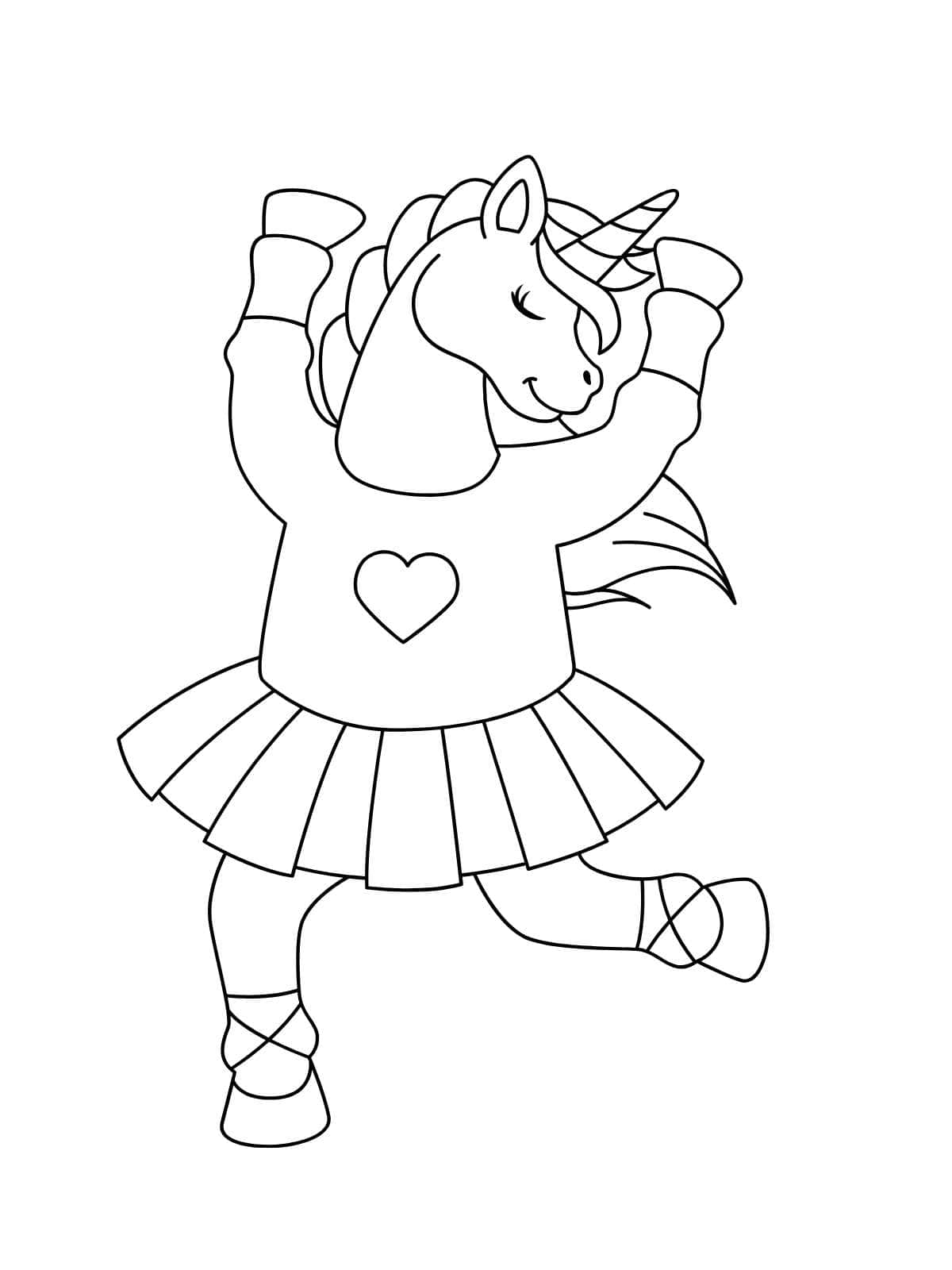 Unicorn Dancing Coloring Page