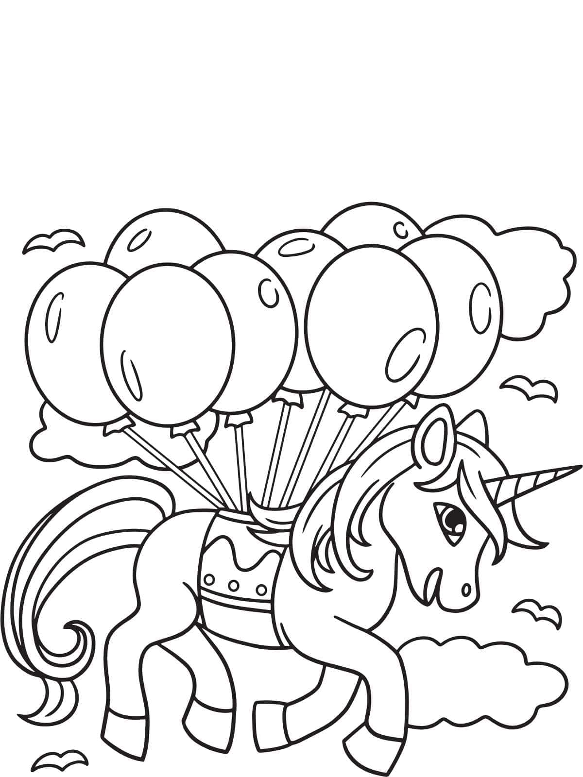 Unicorn Flying Coloring Page