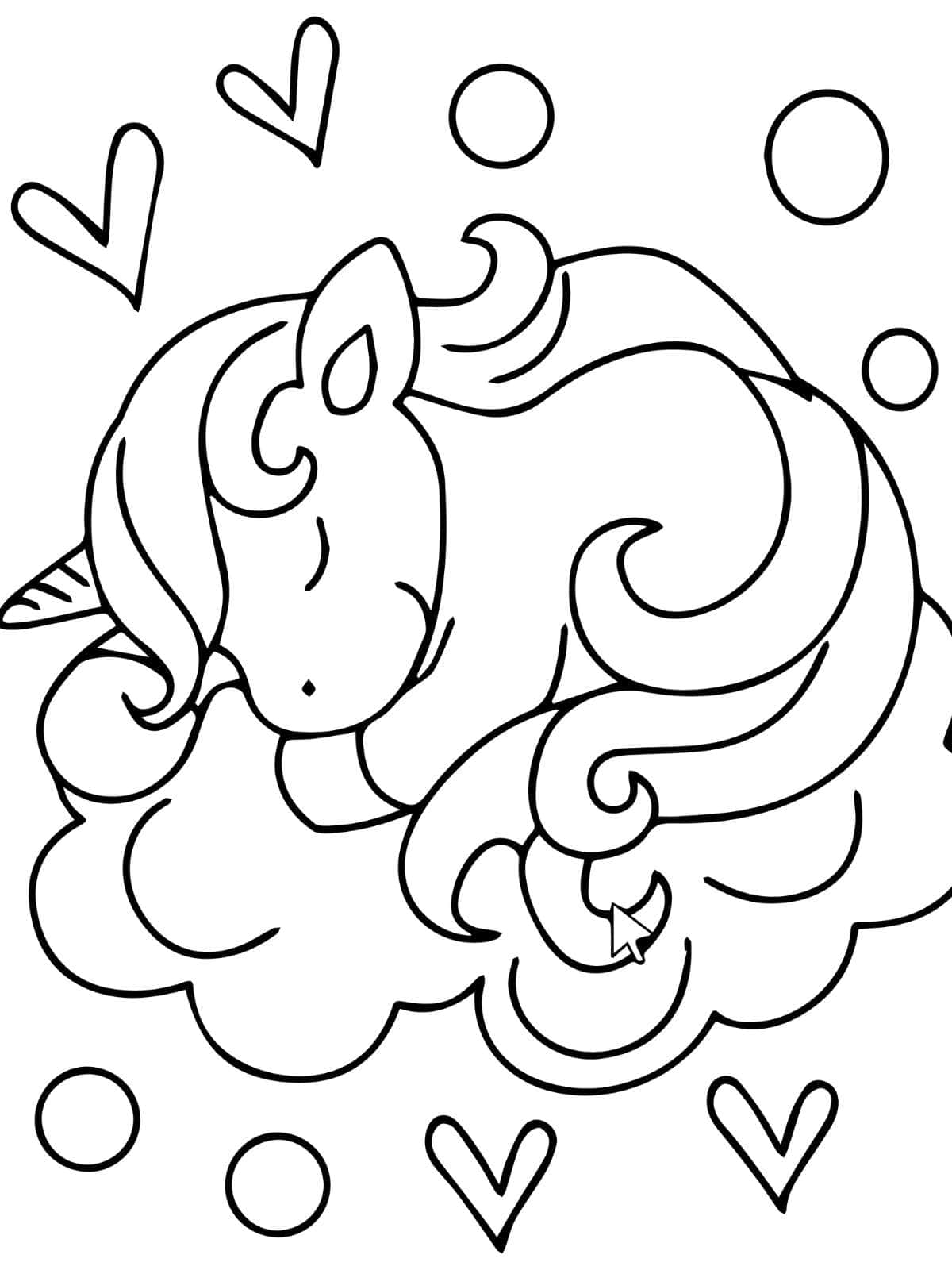 Unicorn In Cloud Coloring Page