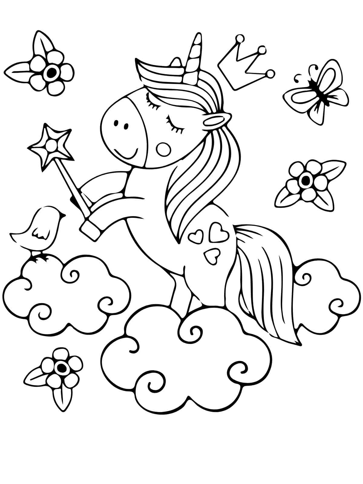 Unicorn In Enchanted Castle Coloring Page