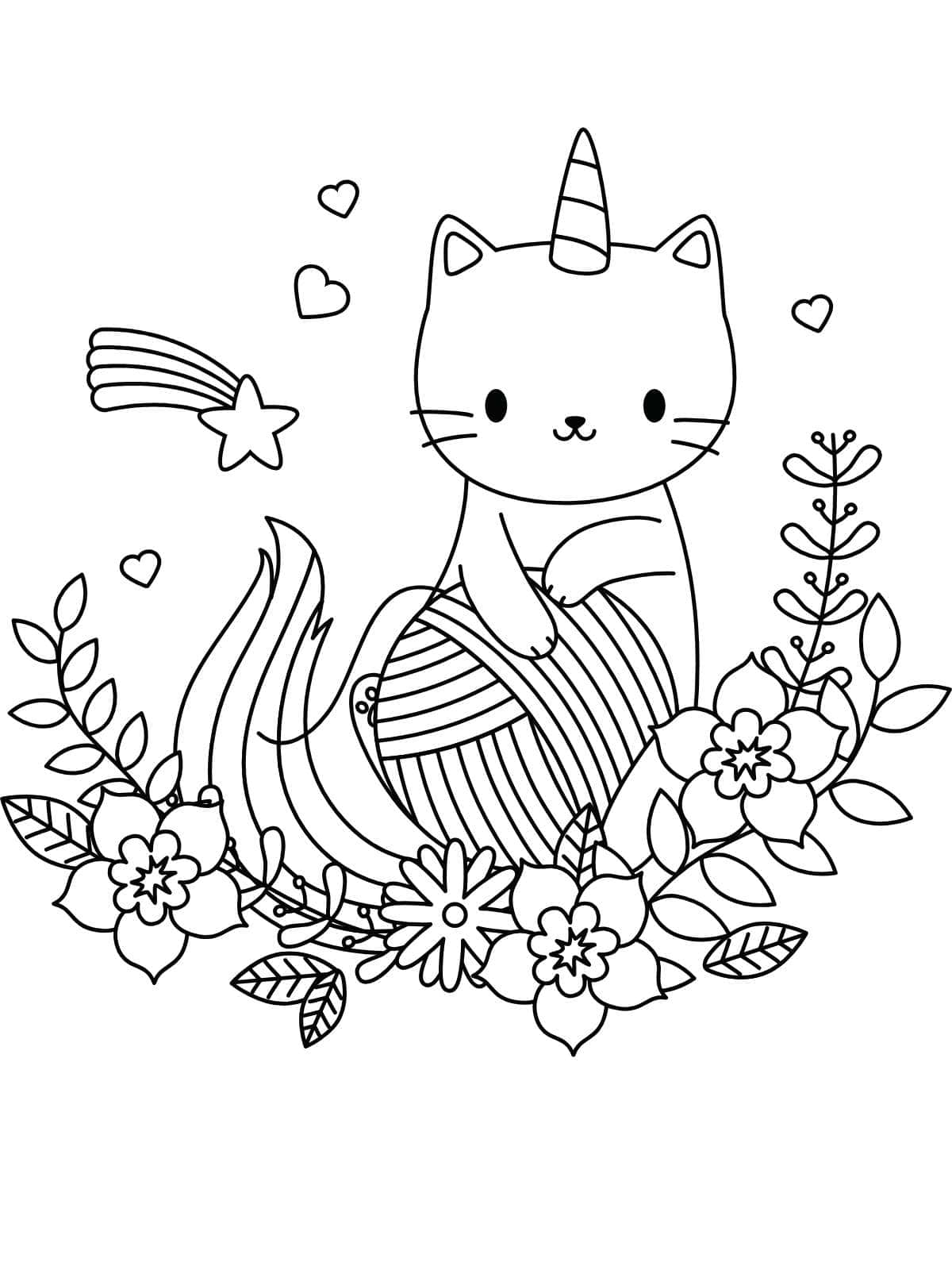 Unicorn In Rainbow Land Coloring Page