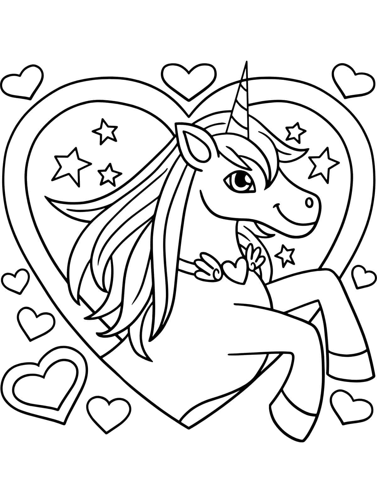 Unicorn In Starry Night Coloring Pages