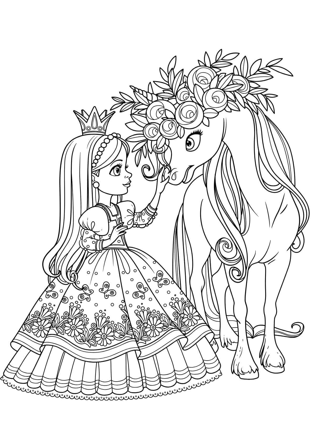 Unicorn Princess Coloring Page