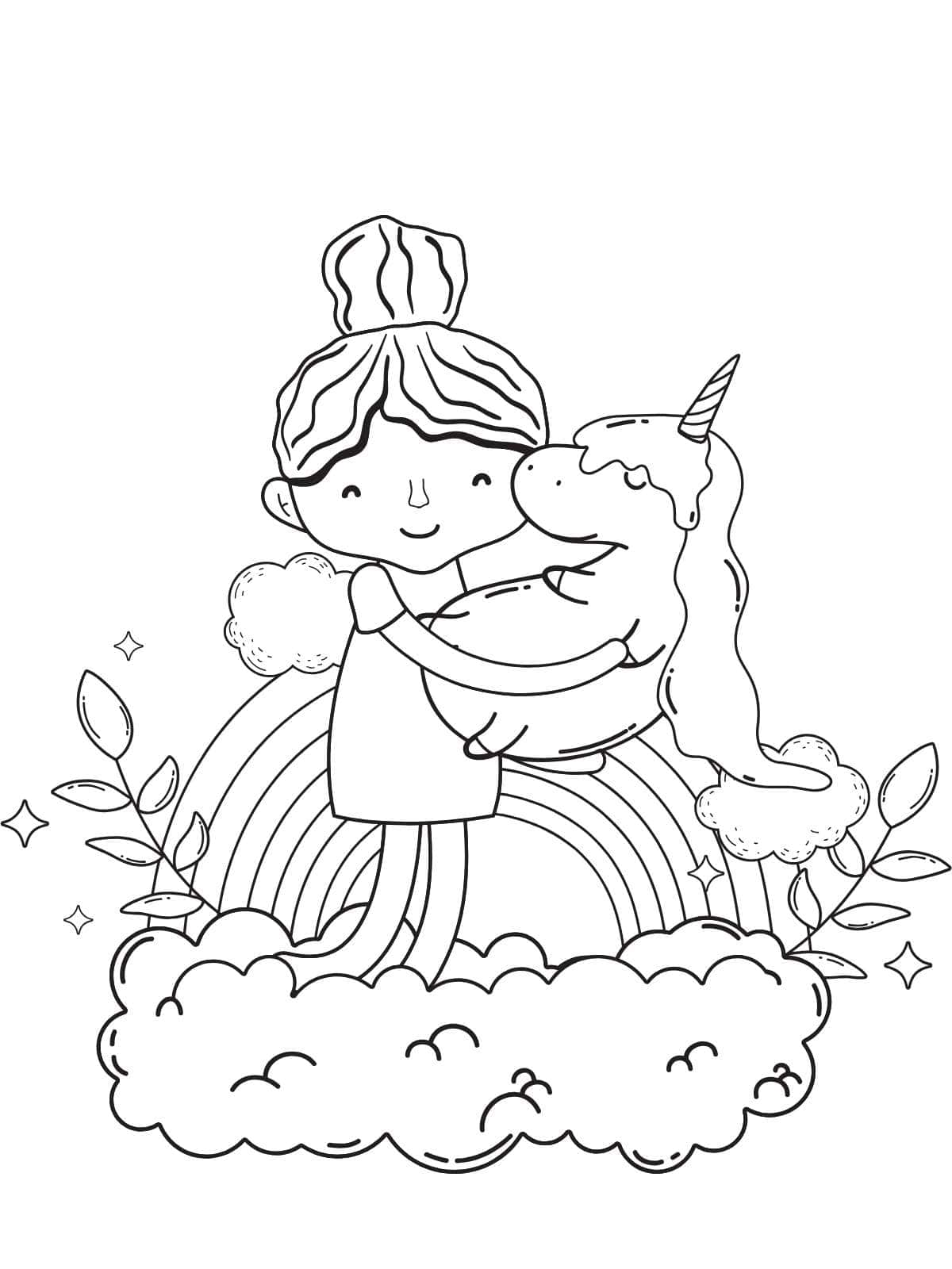 Unicorn With Baby Unicorn Coloring Page