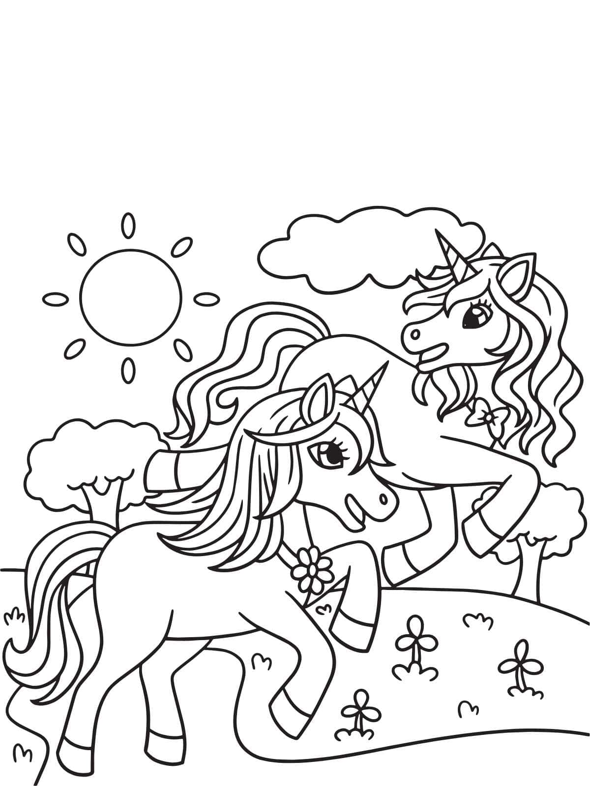 Unicorn With Horn Coloring Pages