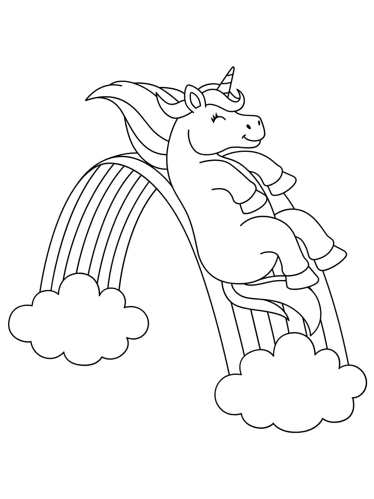 Unicorn With Rainbow Coloring Page