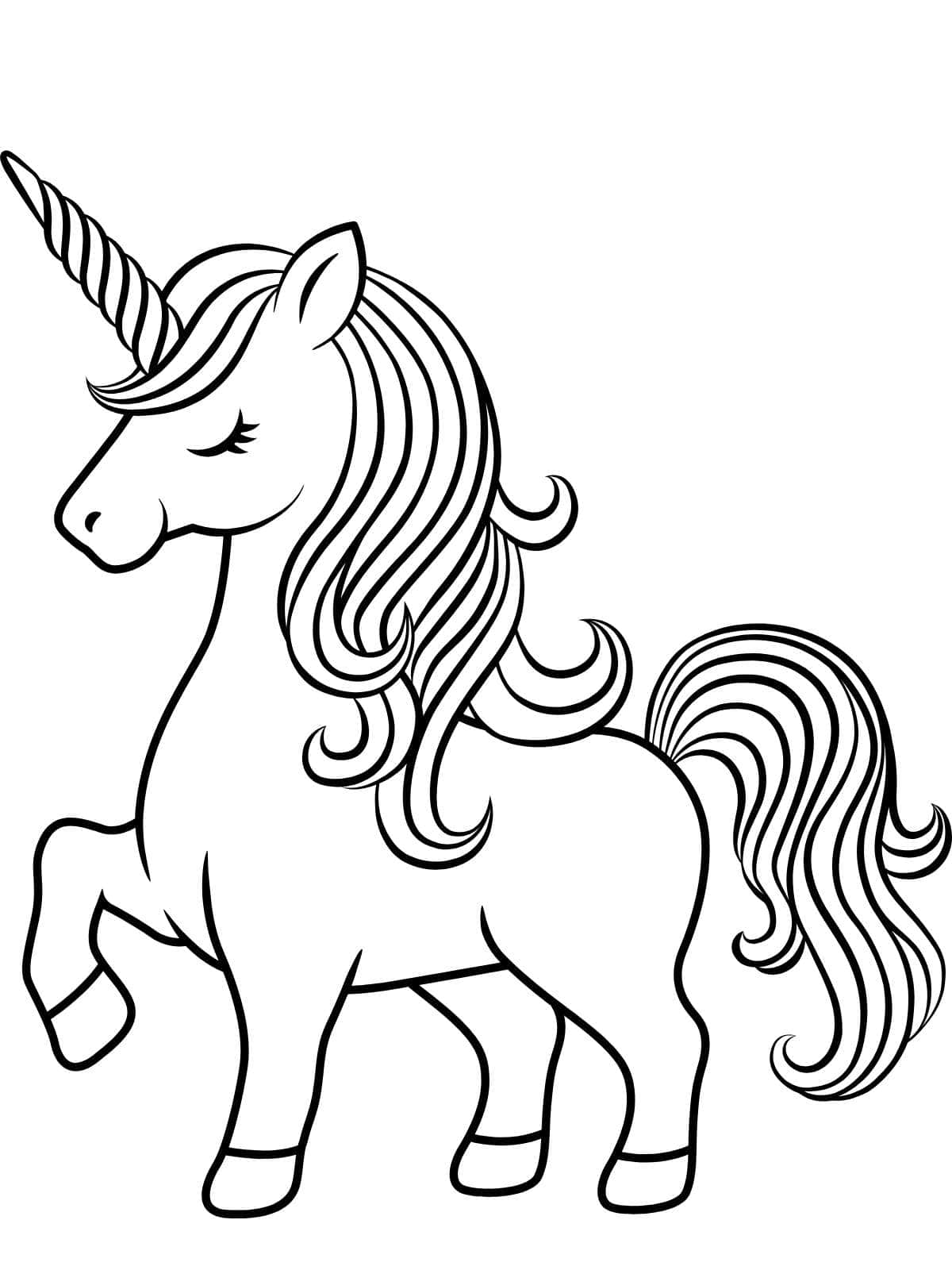 Unicorn With Rainbow Tail Coloring Page