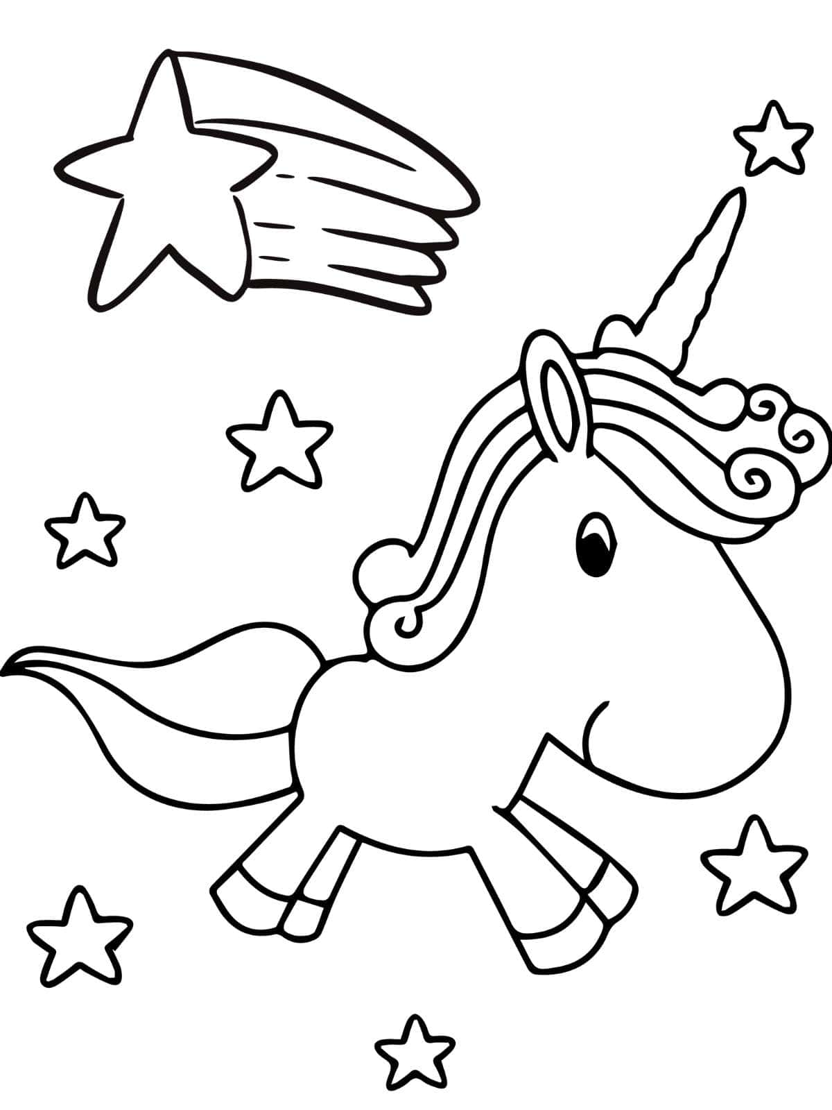 Unicorn With Star Coloring Page