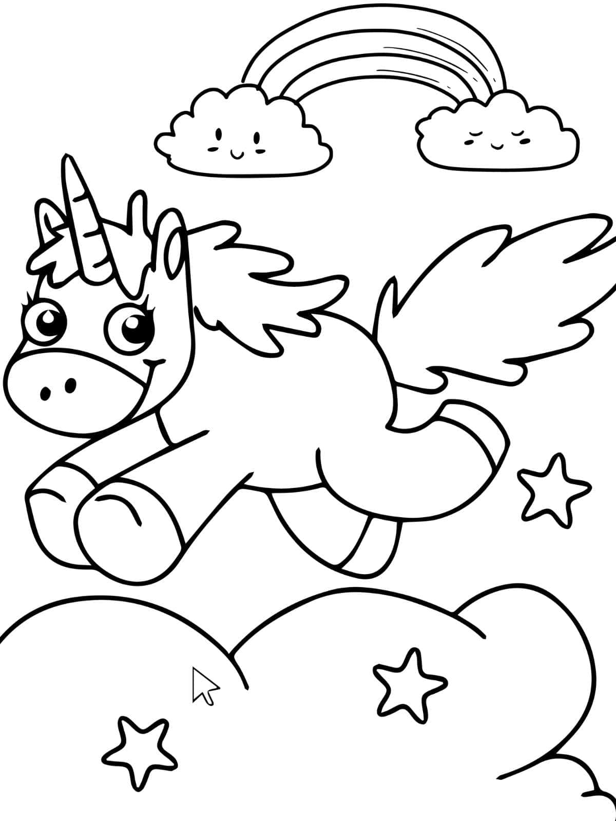 Unicorn With Star On Forehead Coloring Page