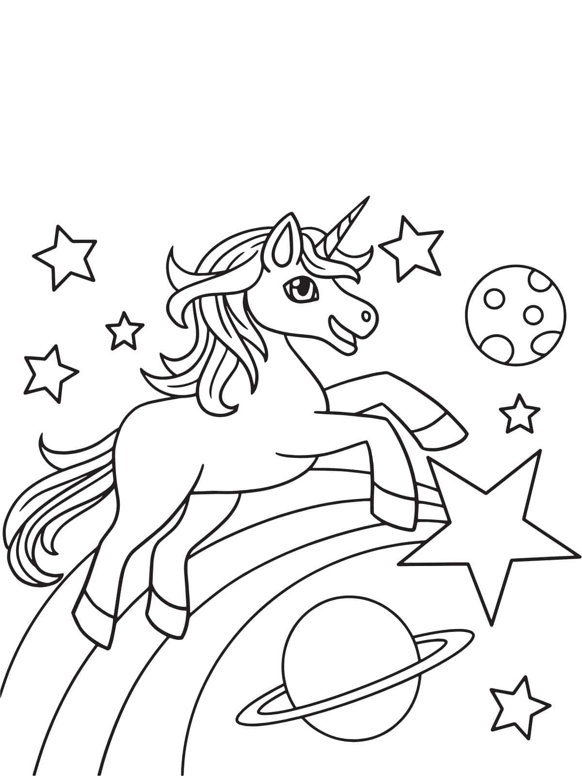 Universe Unicorn Coloring Pages For Kids