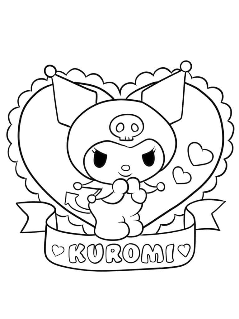 Valentine’s Card With Kuromi Coloring Pages