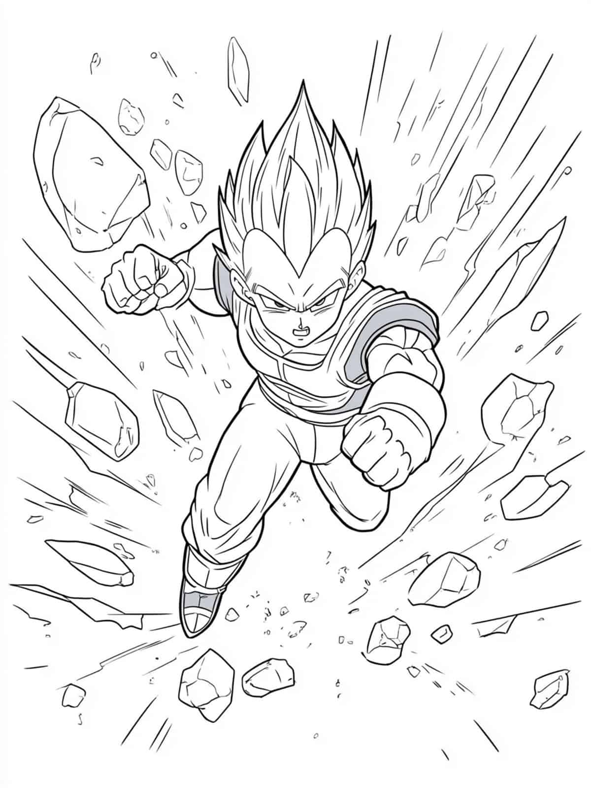 Vegeta In Dragon Ball Z Coloring Page For Kids