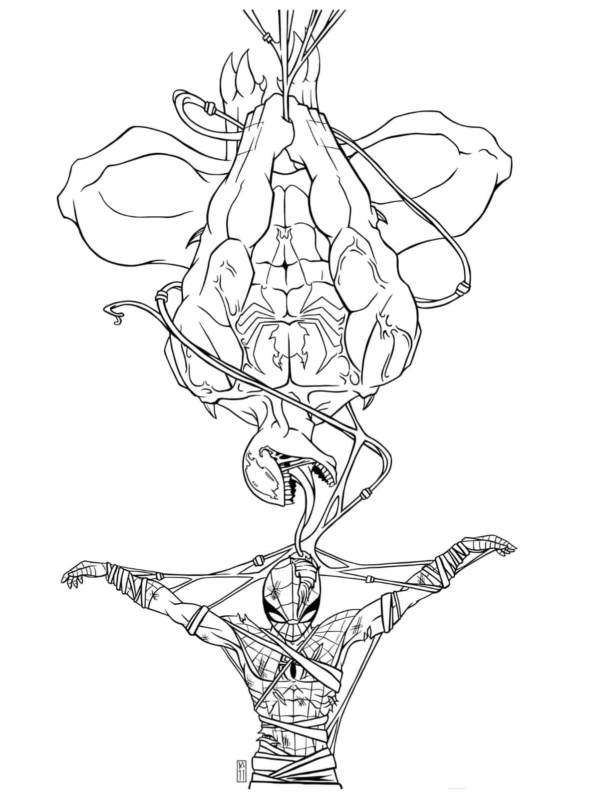 Venom And Spiderman Coloring Pages