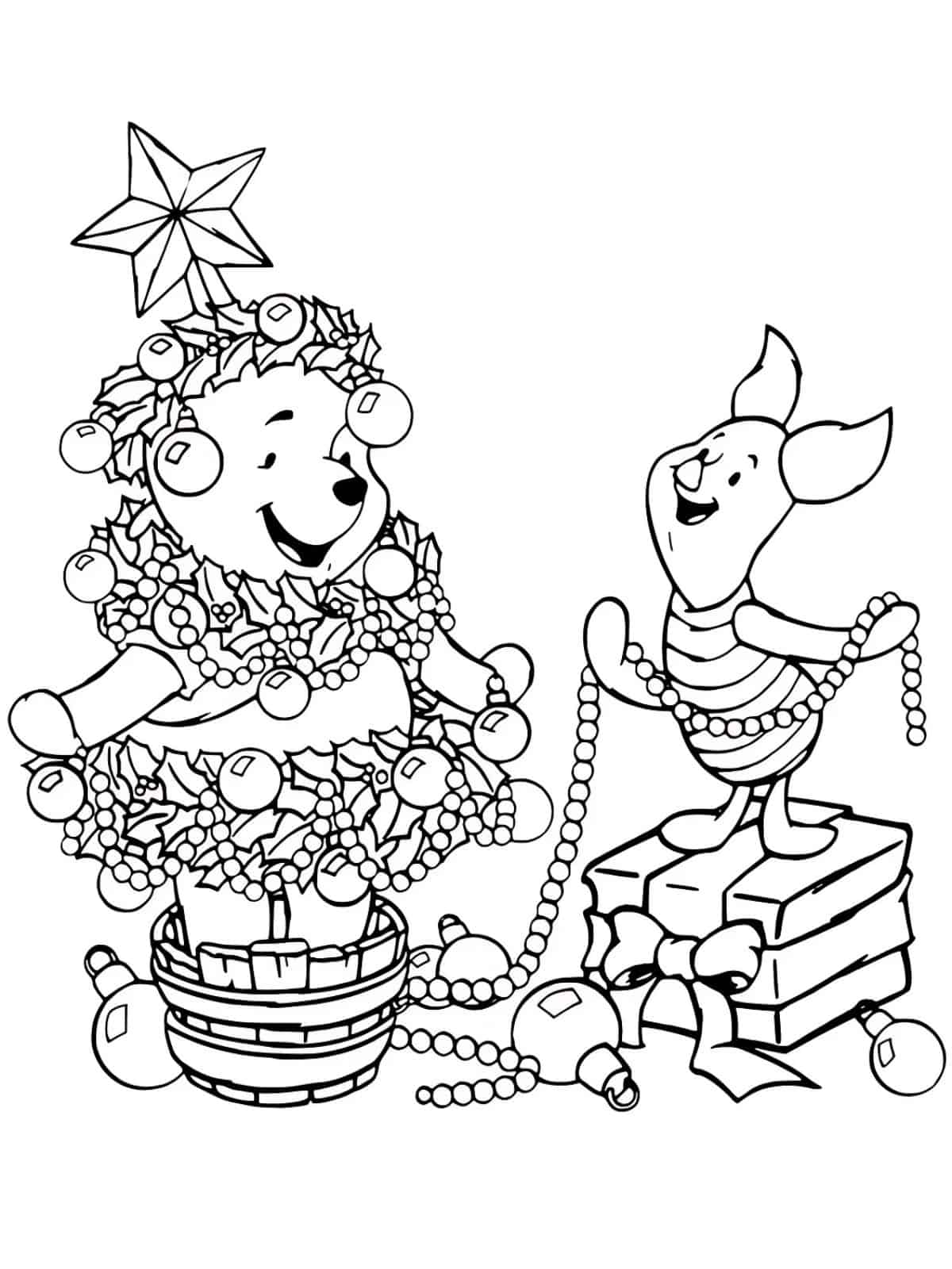 Winnie The Pooh Christmas Coloring Pages