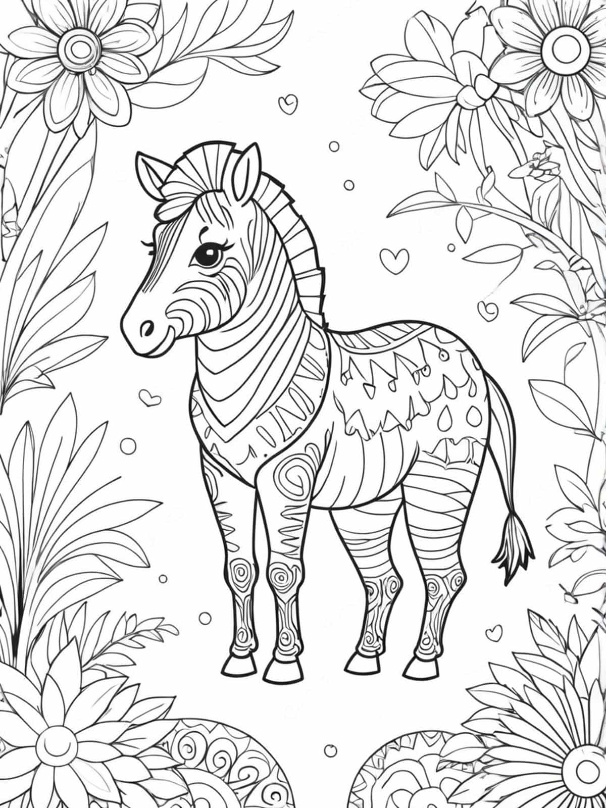 Zebra In A Tribal Coloring Pages