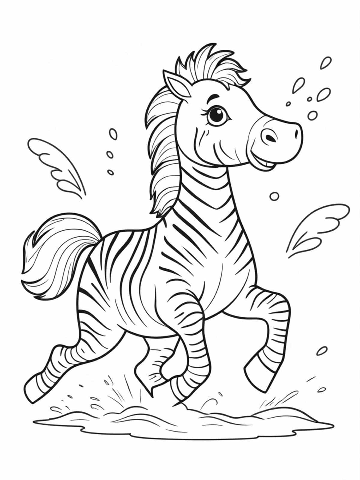 Zebra Kicking Up Dust While Running Coloring Pages