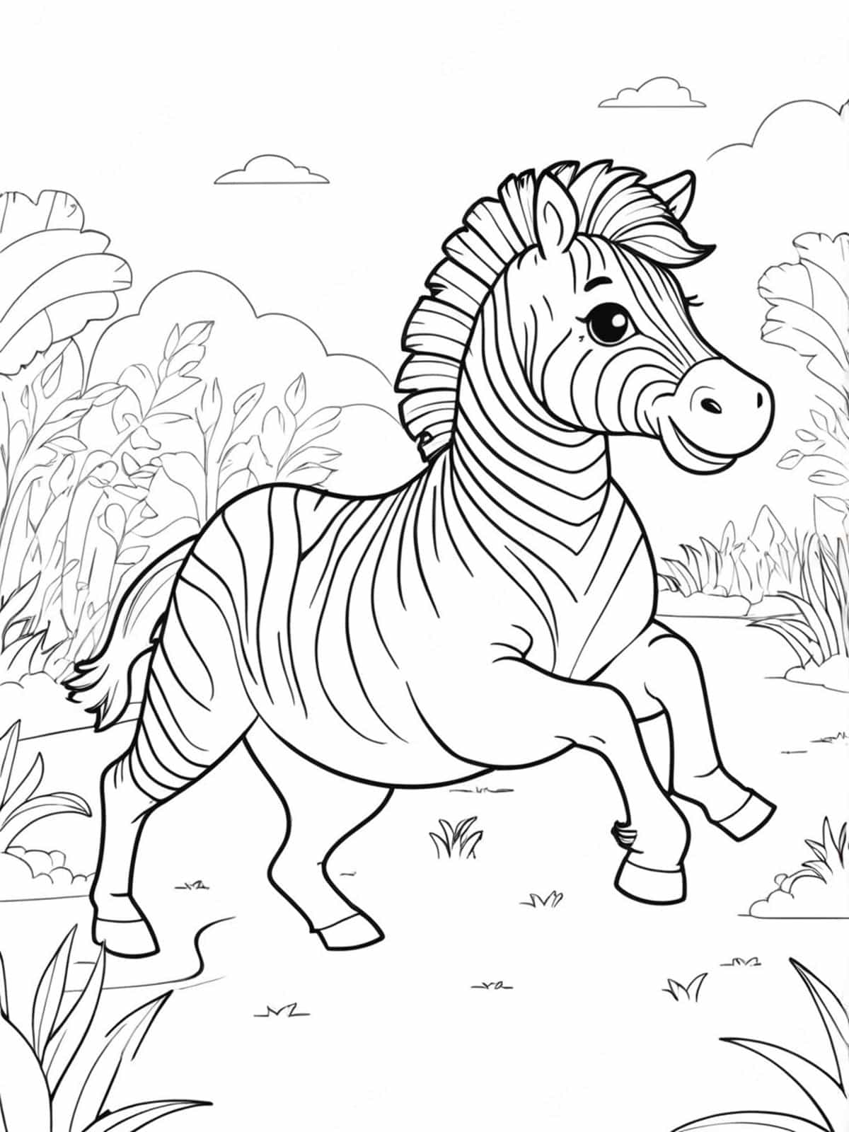 Zebra Running With A Herdcreate Coloring Pages