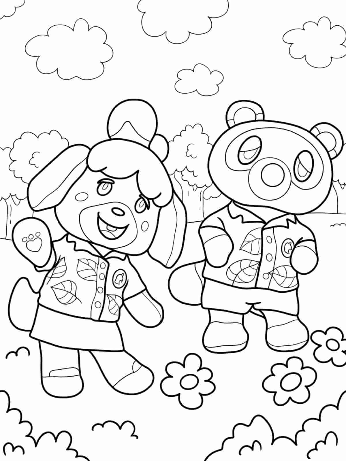 Animal Crossing Gardening Coloring Pages