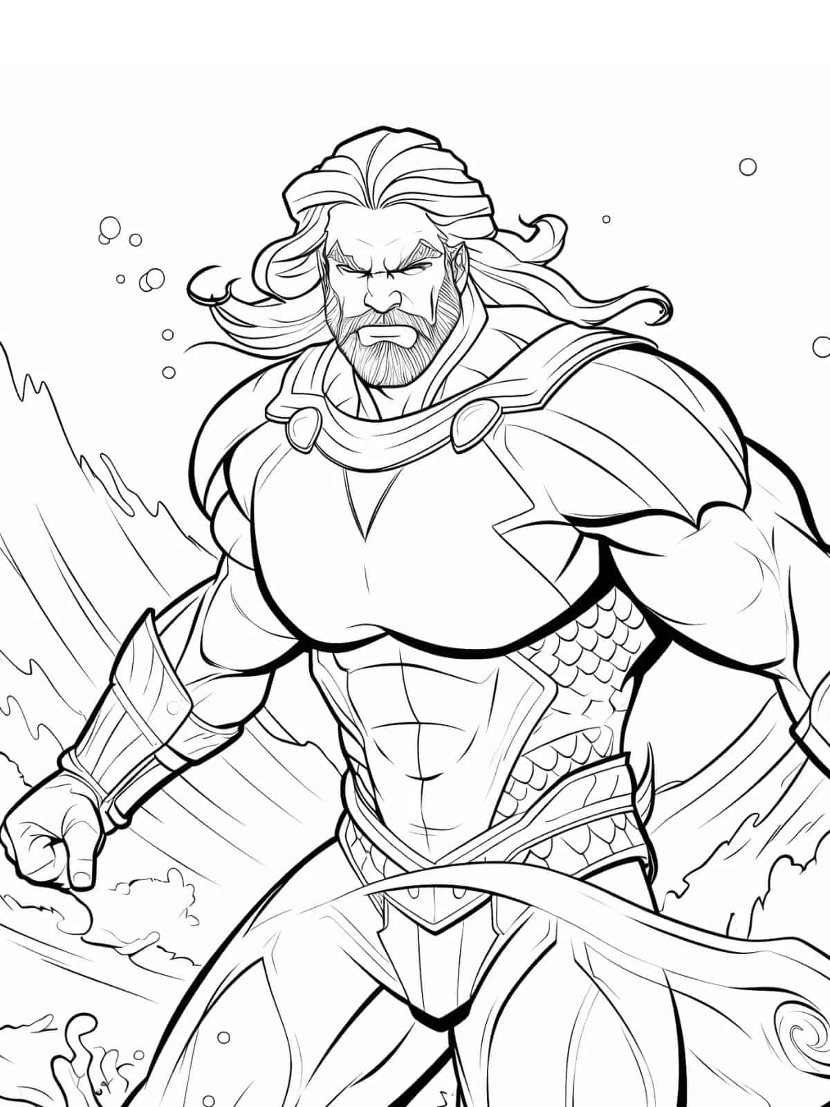 Aquaman Fighting Coloring Page