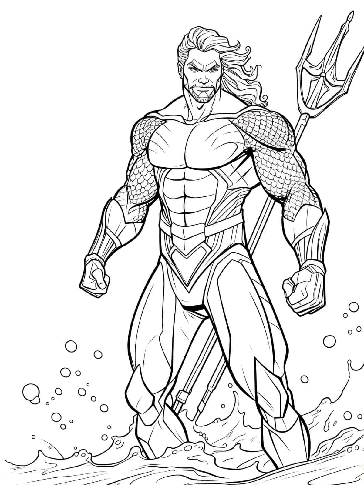 Aquaman With Trident Coloring Page