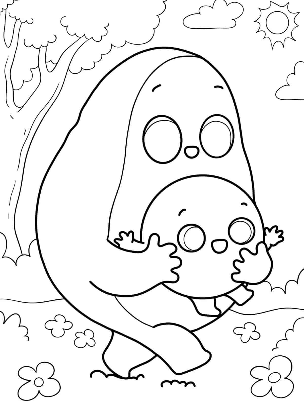 Avocado Couple Coloring Pages