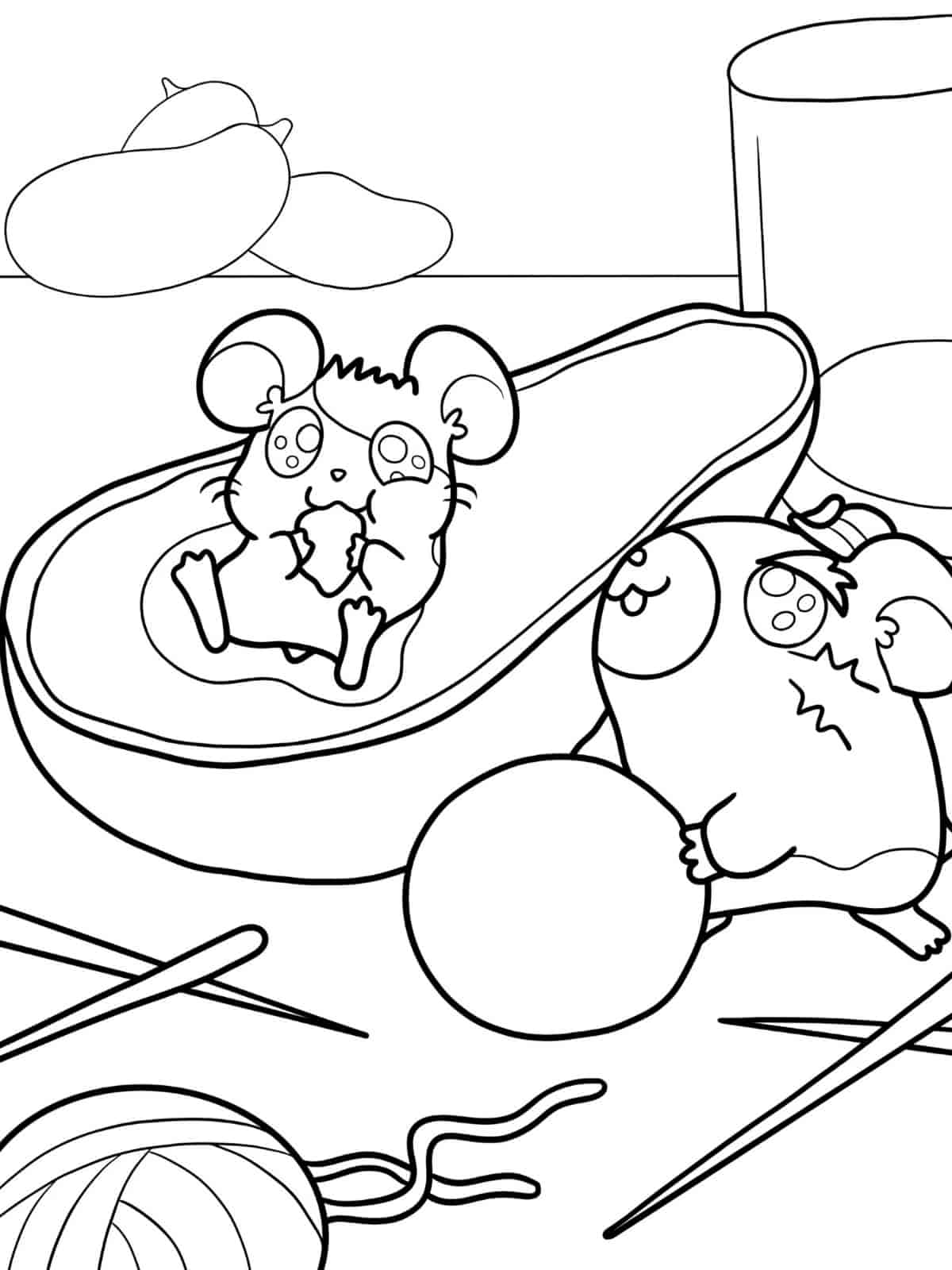 Avocado With Faces Coloring Pages