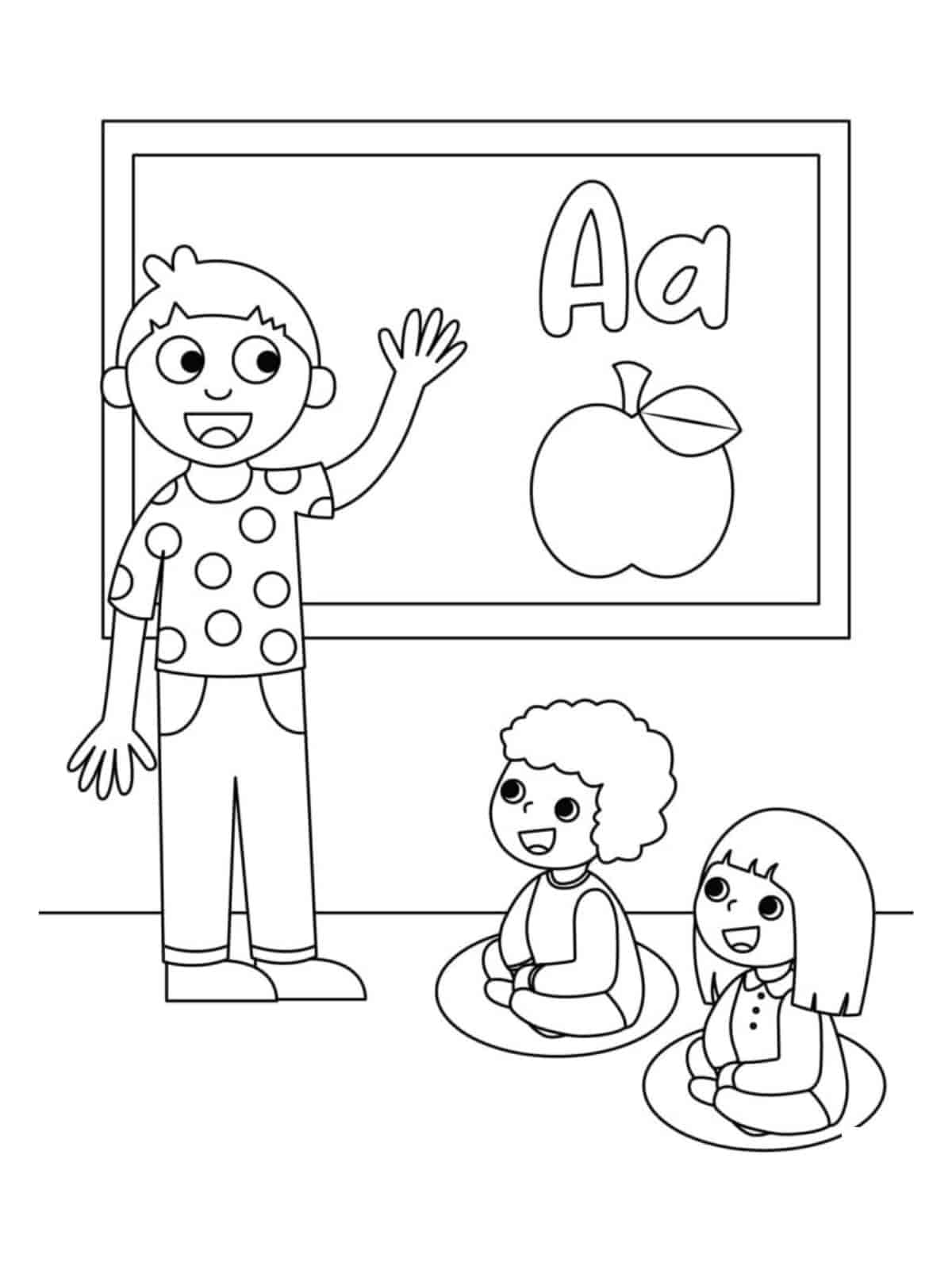 Back To School Teacher And Students Coloring Pages