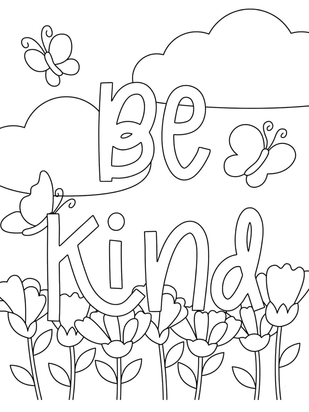 Be Kind To Everyone Coloring Sheets