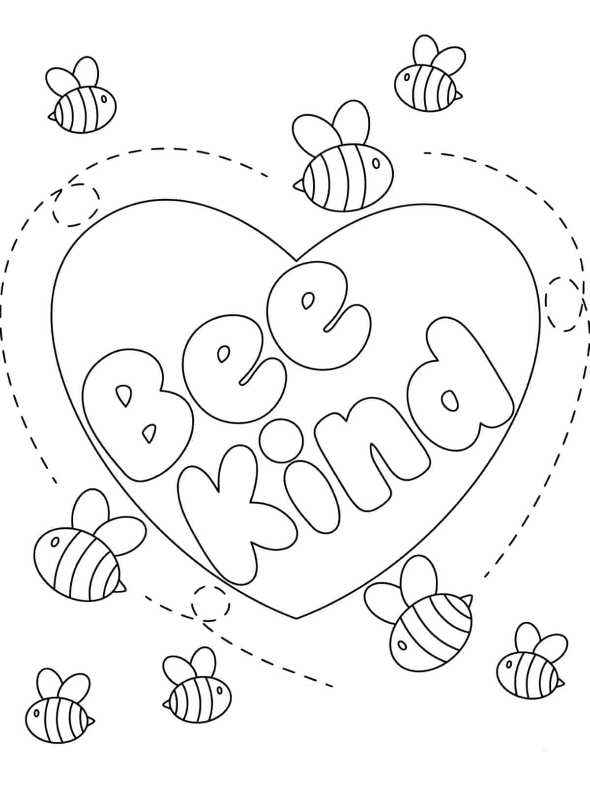 Bee Kind To Everyone Coloring Pages